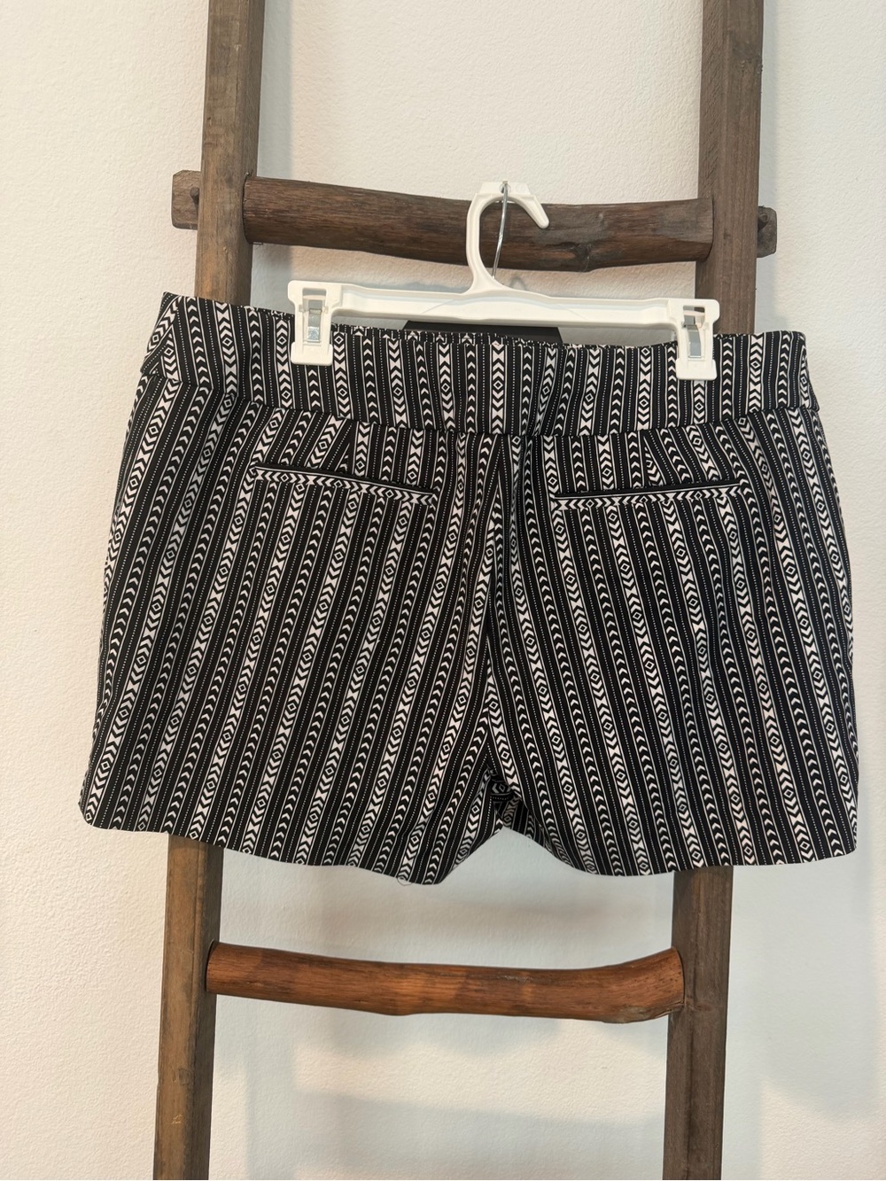 Striped Black & White Patterned Bermuda Shorts